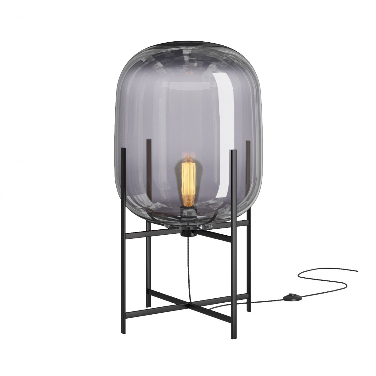 Торшери НАСТІЛЬНИЙ СВІТИЛЬНИК GLASS OVAL SMOKY GREY H48/D24 1