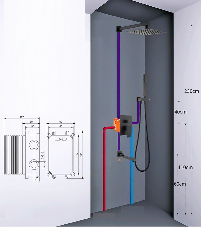 Готові набори для душа Набір змішувачів вбудованих Valazi Хром серії Jucar 1